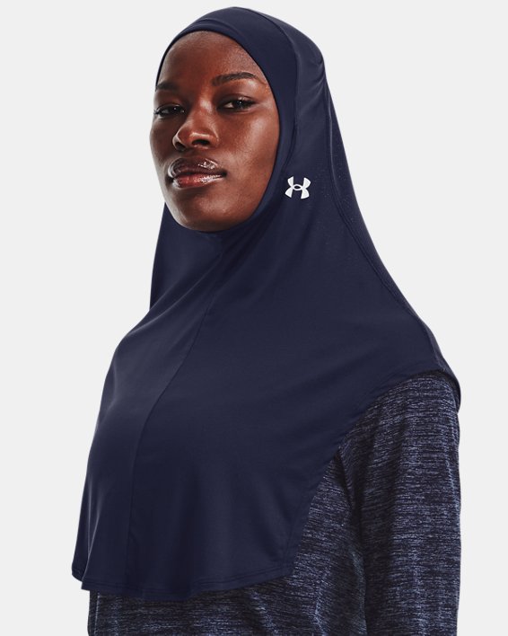 Women's UA Extended Sport Hijab in Blue image number 2